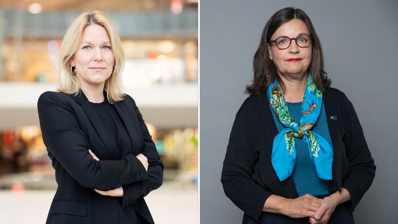 Åsa Zetterberg, förbundsdirektör IT&Telekomföretagen och utbildningsminister Anna Ekström (S). Foto: Pressbilder.