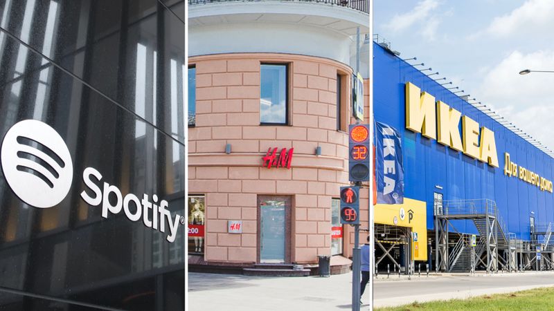 Spotify, H&M och Ikea är svenska företag som på ett eller annat sätt stängt ned verksamheten i Ryssland efter invasionen av Ukraina. Foto: Press/Shutterstock.
