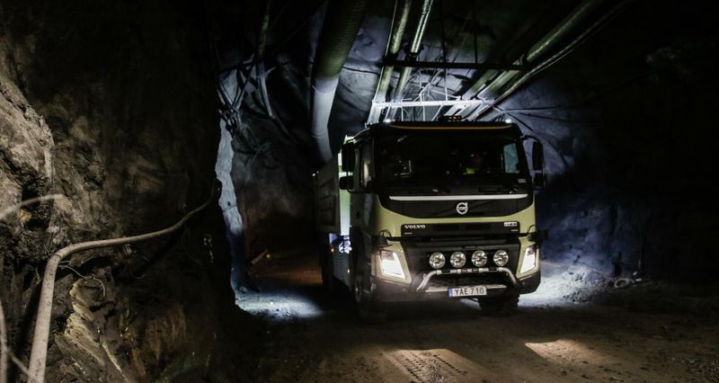 Volvo goes underground with electric trucks at Boliden. Image credit: Press.
