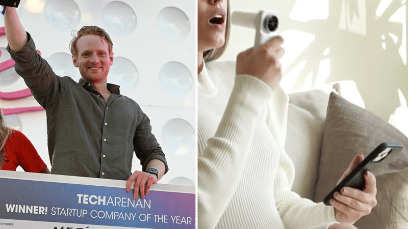 MediTuner, med sitt system för egenbehandling av astma, AsthmaTuner, vinner Startup Company of the Year i Techarenan Challenge 2023. Foto: Techarenan/Press.