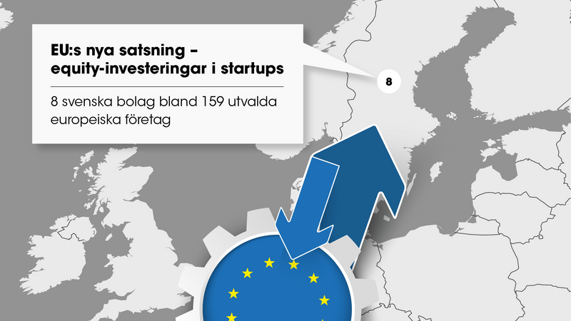 Åtta svenska startups har erbjudits att EU investerar i dem i utbyte mot andelar i bolaget.
